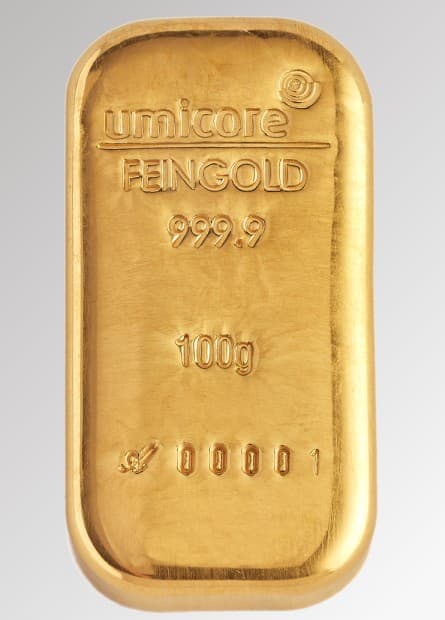 Lingot d'or 100 g Umicore