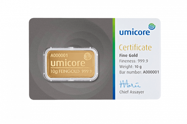 Lingot d'or 10 g Umicore