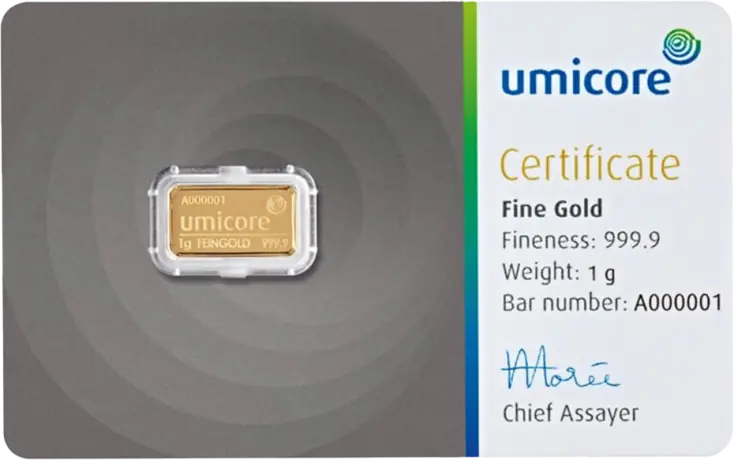Lingot d'or 1 g Umicore