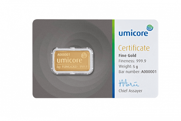 Lingot d'or 5 g Umicore