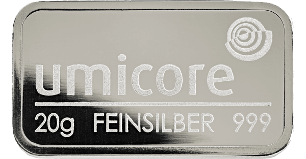 Lingot d'argent 20 g Umicore