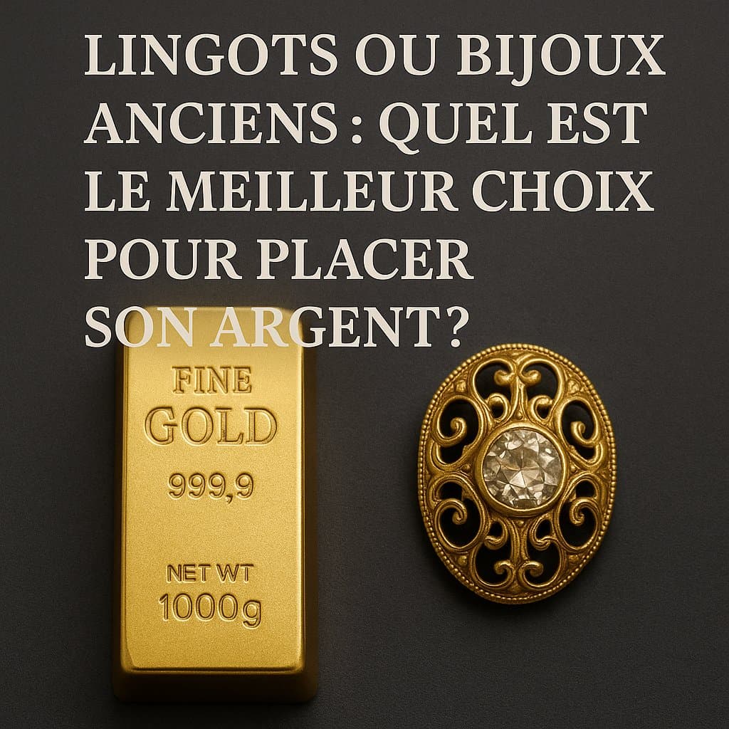 Lingots et pièces d'or face à des bijoux anciens : deux philosophies de détention